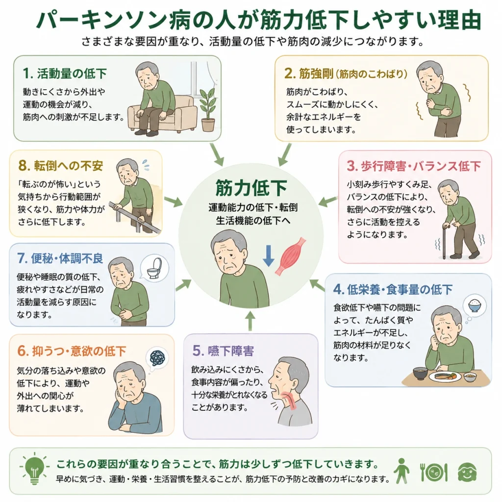 パーキンソン病の人が筋力低下しやすい理由