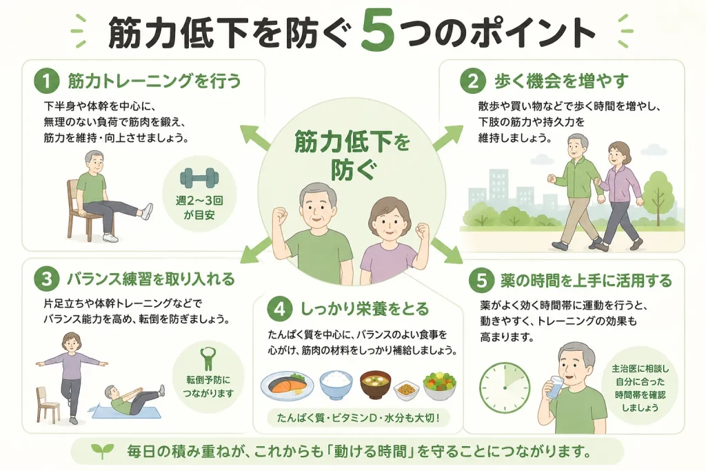 筋力低下を防ぐ5つのポイント