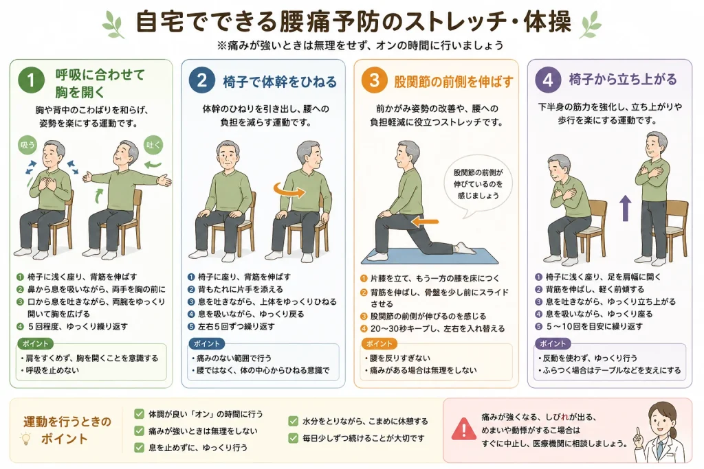 パーキンソン病 自宅でできる腰痛予防の方法