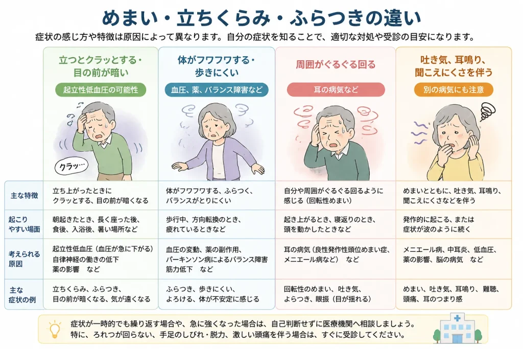 パーキンソン病のめまい・立ちくらみ・ふらつきの違い