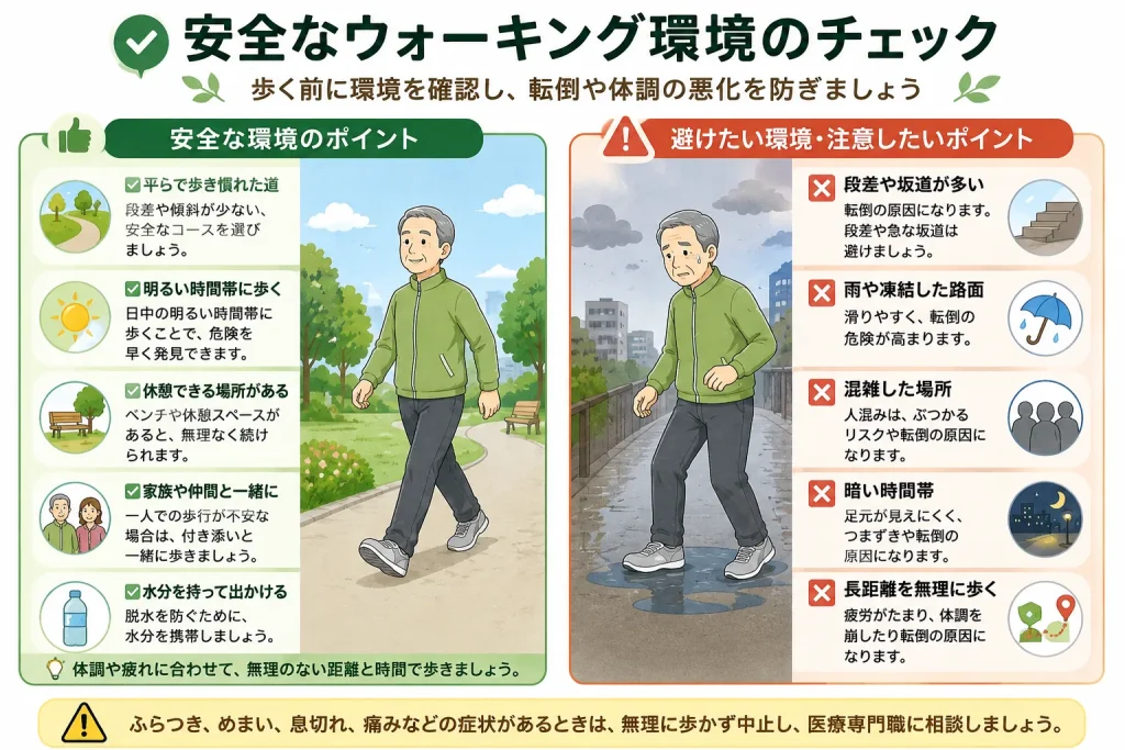 パーキンソン病の安全なウォーキング環境のチェック