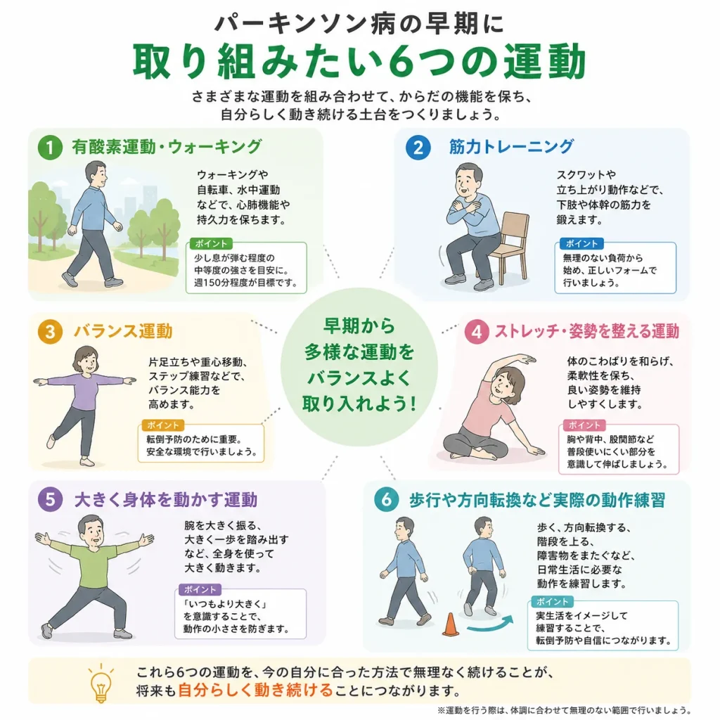 パーキンソン病の早期に取り組みたい６つの運動