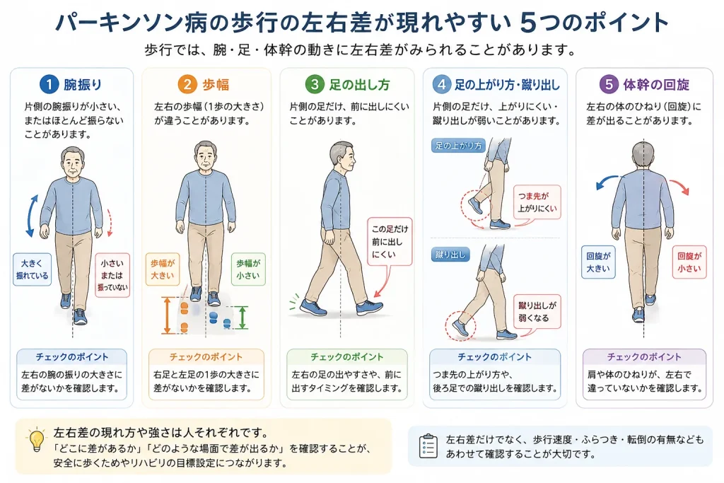 歩行の左右差はどこに現れる？