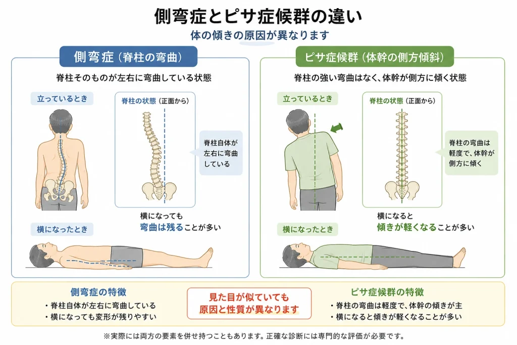 側弯症とピサ症候群の違い