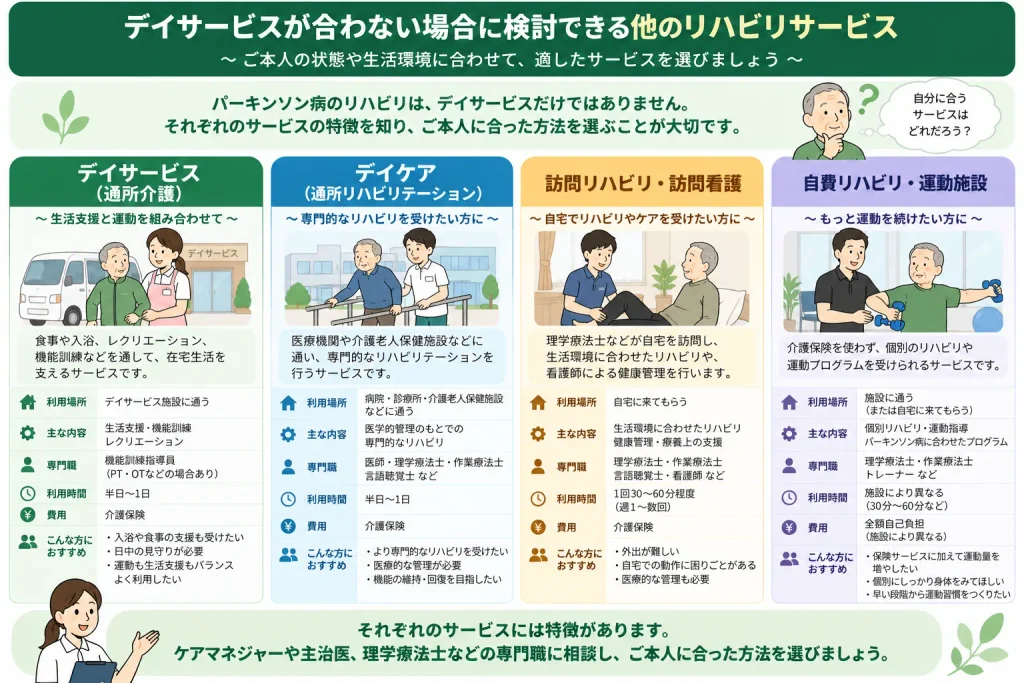 デイサービス以外のリハビリサービス