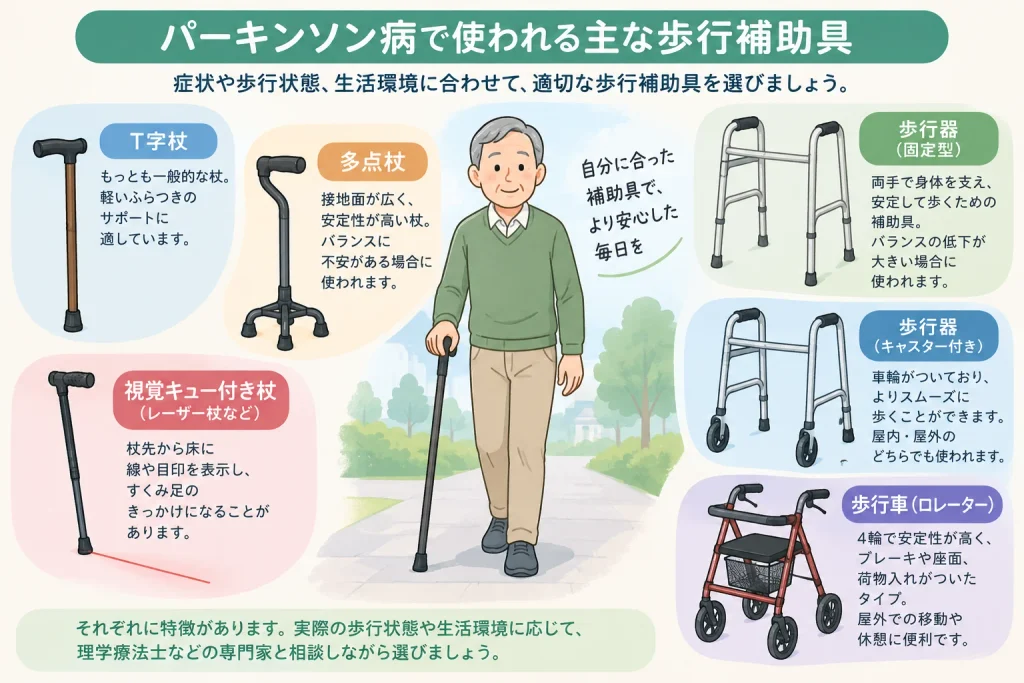 パーキンソン病で使われる歩行補助具