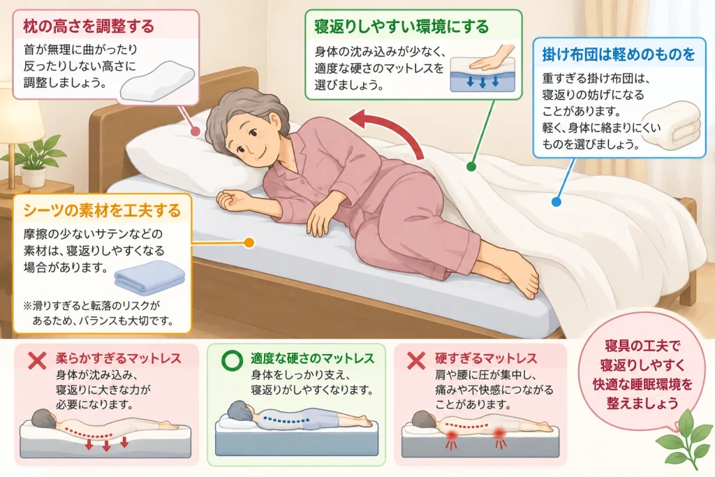 パーキンソン病で寝返りしやすい寝具環境