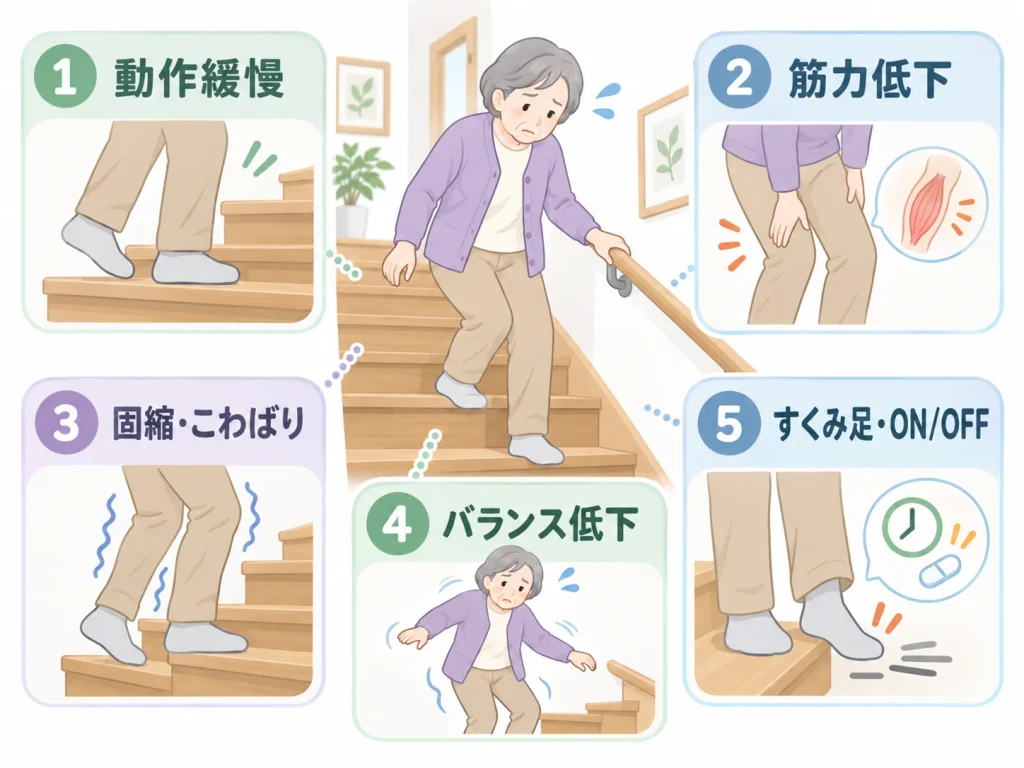 パーキンソン病で階段昇降が難しくなる原因