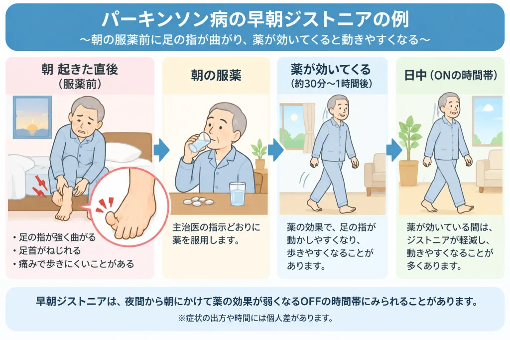 パーキンソン病の早朝ジストニア