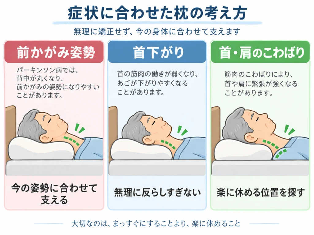 パーキンソン病症状に合わせた枕の考え方