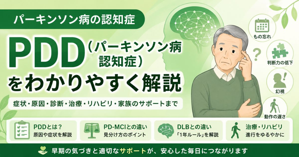パーキンソン病認知症（PDD）とは？症状・原因・レビー小体型認知症との違いを解説