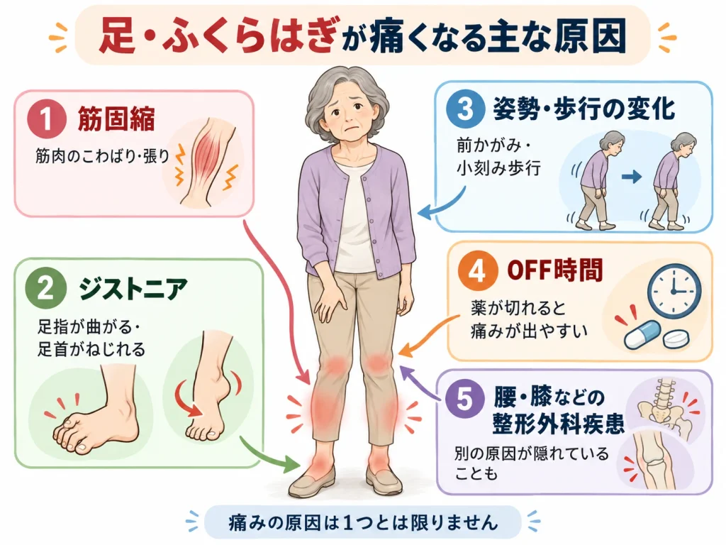 パーキンソン病_ふくらはぎの痛みの主な原因