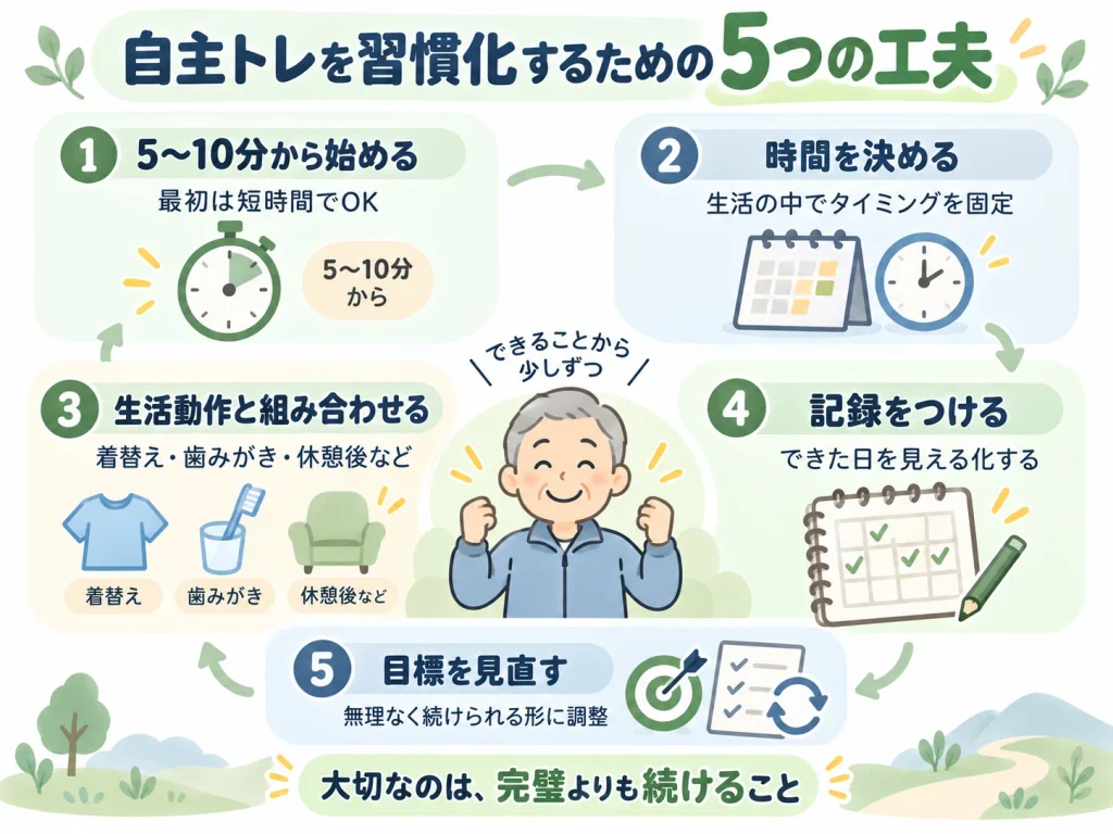 パーキンソン病｜自主トレ習慣化_5つの工夫